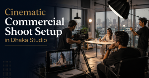 Cinematic commercial shoot setup in Dhaka studio