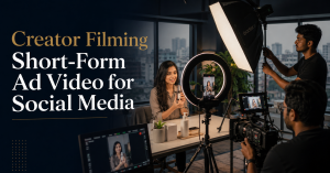 Creator filming short-form ad video for social media