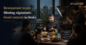 Restaurant team filming signature food content in Dhaka