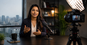 Studio lighting and camera setup for personal branding