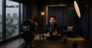 Creator filming in a premium Dhaka content studio